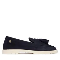 Mokasyny damskie - Mokasyny Tommy Hilfiger Light Suede Tassel Loafer FW0FW09285 Granatowy - miniaturka - grafika 1