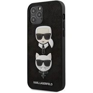 KARL LAGERFELD Karl Lagerfeld Saffiano Karl &amp; Choupette Heads - Etui na iPhone 12 / iPhone 12 Pro (czarny) KLHCP12MSAKICKCBK - Etui i futerały do telefonów - miniaturka - grafika 1