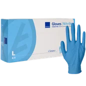 Rękawiczki jednorazowe - Abena, rękawice nitrylowe, niejałowe, bezpudrowe, niebieskie, rozmiar L, 100 sztuk - miniaturka - grafika 1
