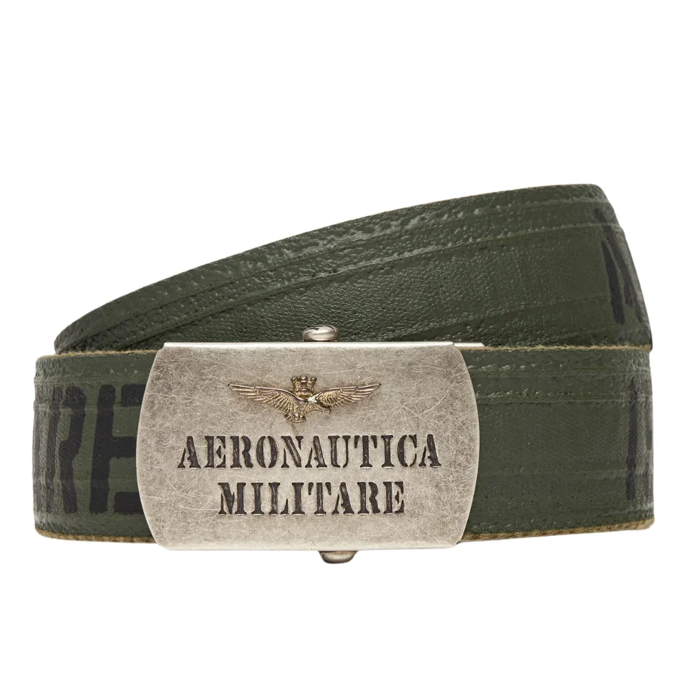 AERONAUTICA MILITARE Zielony bawełniany męski pasek 110