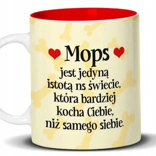 Kubek Z Nadrukiem MOPS KOCHA CIĘ NAJBARDZIEJ Biało Czerwony Kreator - Kubki Kubek Z Nadrukiem MOPS KOCHA CIĘ NAJBARDZIEJ Biało Czerwony Kreator - Kubki - miniaturka - grafika 1