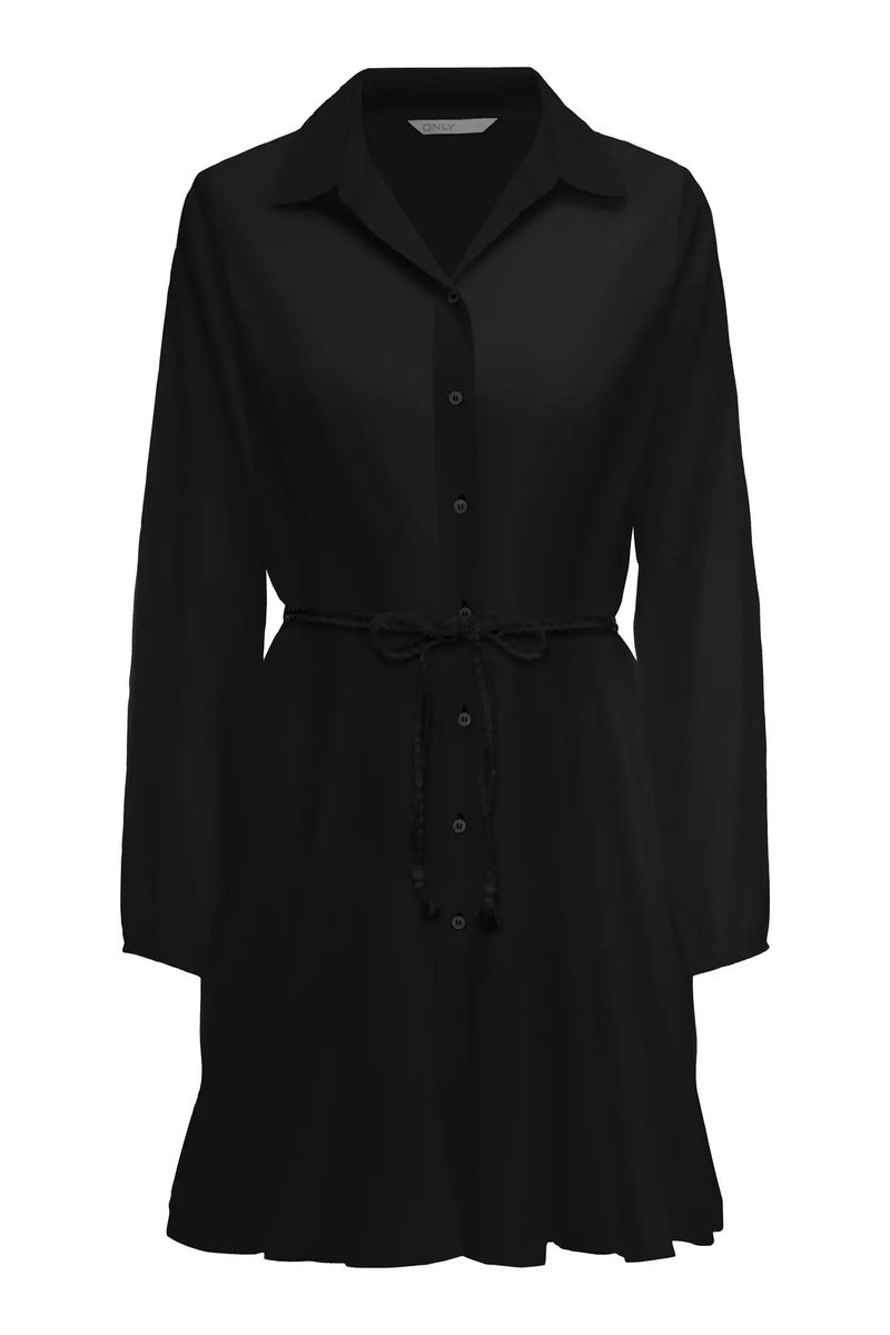 ONLY CZARNA SUKIENKA KOSZULOWA Z KOŁNIERZYKIEM I PASKIEM L 6BA