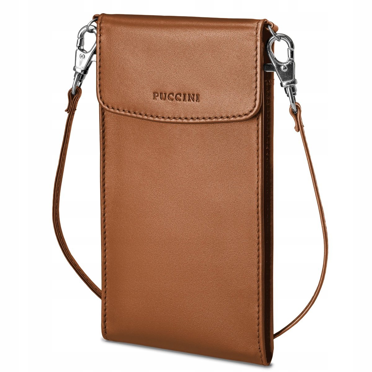 Torebka Damska Skórzana Na Telefon Crossbody Brązowa PUCCINI VC92525-2B