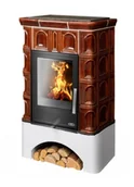 Piece wolnostojące - ABX Piec kaflowy Britania K biały cokół z płaszczem wodnym Brązowy - miniaturka - grafika 1