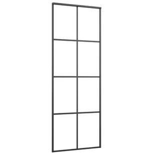Drzwi przesuwne, czarne, 76x205 cm, szkło ESG i aluminium - Drzwi wewnętrzne - miniaturka - grafika 4