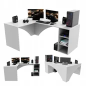 Biurka gamingowe - Biurko Gamingowe Komputerowe Gracza Narożne Białe - miniaturka - grafika 1