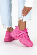 Moda i Uroda OUTLET - Fuksjowe sneakersy na platformie damskie buty sportowe sznurowane Casu BL367P-38 - miniaturka - grafika 1