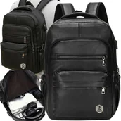 Plecaki - PLECAK MĘSKI MŁODZIEŻOWY NA LAPTOPA MIEJSKI SZKOLNY USB DO PRACY EKOSKÓRA - miniaturka - grafika 1