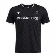 Koszulki sportowe męskie - Męska koszulka treningowa Under Armour Project Rock Rugby Shirt - czarna - UNDER ARMOUR - miniaturka - grafika 1
