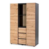 Łóżeczka i kojce - LITTLE SKY by KLUPŚ Szafa 3-segmentowa DALIA antracyt-dąb - miniaturka - grafika 1