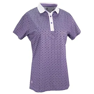 Island Green Damski golf damski kwiatowy nadruk oddychająca elastyczna odprowadzająca wilgoć zamek szyja koszulka polo koszulka polo Lawenda/biała 16 - Swetry damskie - miniaturka - grafika 1