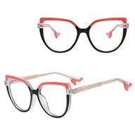 Okulary korekcyjne, oprawki, szkła - Damskie Okulary NA OBCASIE zerówki do komputera kocie BLUE LIGHT 25159G Różowe/Panterkowe - miniaturka - grafika 1