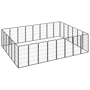 vidaXL Kojec dla psa, 28 paneli, czarny, 50x100 cm, stal - Sprzęt podróżny i transportery dla psów - miniaturka - grafika 1