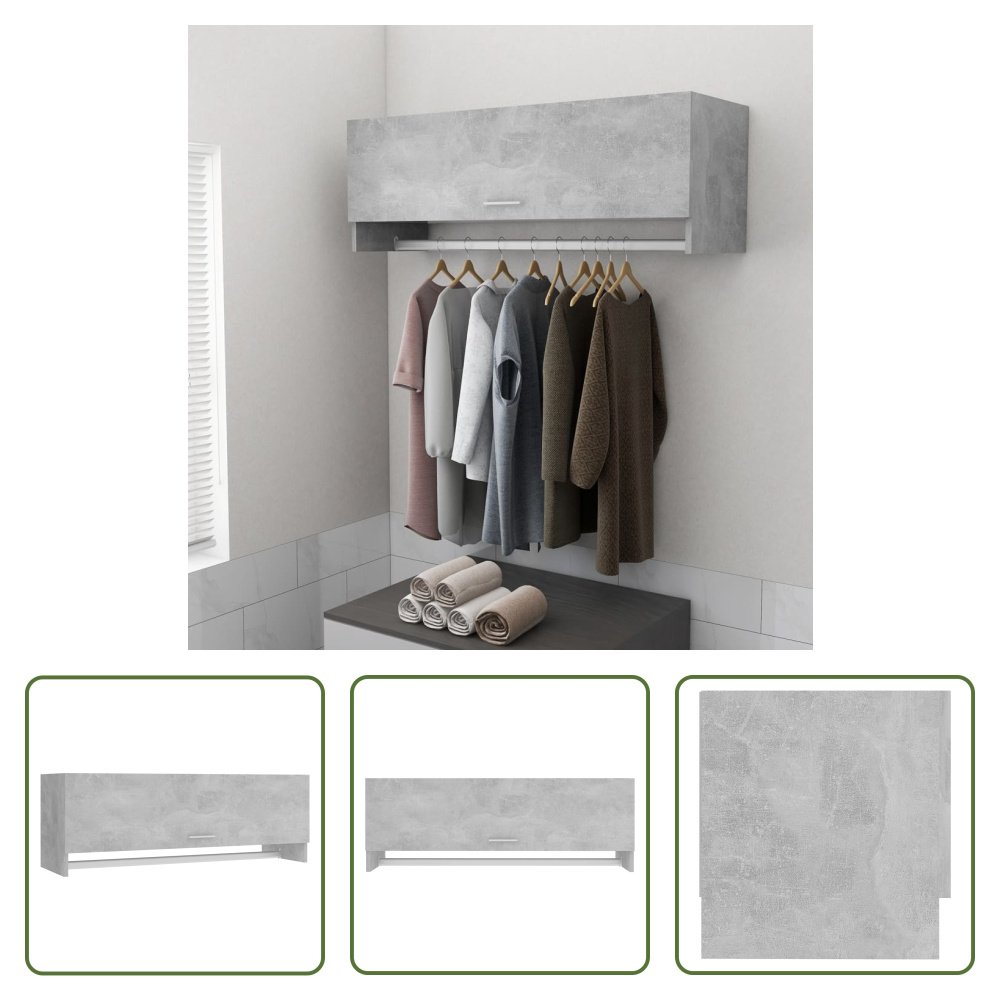 The Living Store Szafa betonowa szara 100x32,5x35 cm materiał drewnopochodny
