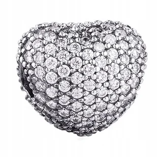 Charms serce białe cyrkonie miłość srebro 925 - Wisiorki - miniaturka - grafika 1