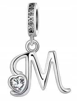 CHARMS do bransolet modułowych litera literka M SREBRO zawieszka C611