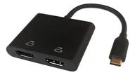 Adaptery i przejściówki - Deltaco USBC-2HDMI adapter kablowy 0,1 m USB Type-C 2 x HDMI Czarny USBC-2HDMI - miniaturka - grafika 1