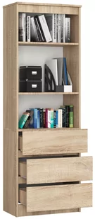 REGAŁ BIUROWY R 60 cm CLP 3 SZUFLADY 2 PÓŁKI DĄB SONOMA - Regały biurowe - miniaturka - grafika 3