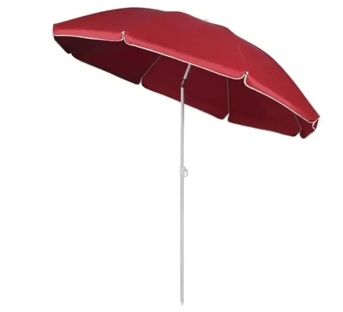 Parasol plażowy nylonowy z metalowym słupkiem 180cm Czerwony