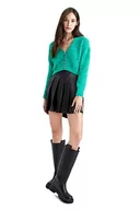 Swetry damskie - DeFacto Kardigan normalny krój dla kobiet kardigan na topy damski (zielony, XXS), zielony, XXS - miniaturka - grafika 1