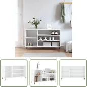 Szafki na buty - Stojak na buty The Living Store biały wysoki połysk 102x36x60 cm materiał drewnopochodny - miniaturka - grafika 1