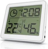Stacje pogodowe - BEARWARE - termometr higrometr - temperatura i wilgotność - czas - czytelny wyświetlacz LCD - uchwyt magnetyczny, pętla do zawieszania i stojak - w zestawie bateria - biały - miniaturka - grafika 1