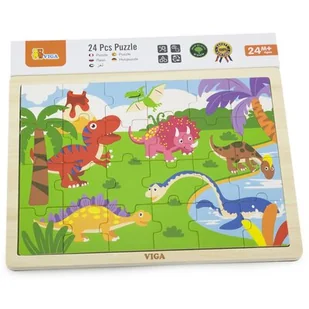 VIGA 51460 Puzzle na podkładce 24 elementy - dinozaury - Puzzle VIGA 51460 Puzzle na podkładce 24 elementy - dinozaury - Puzzle - miniaturka - grafika 1