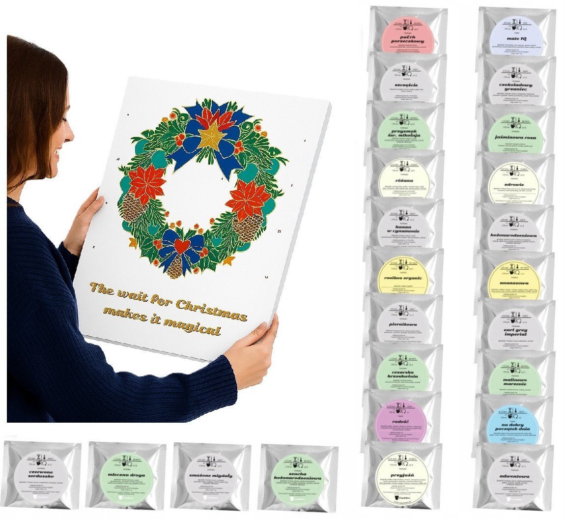 KALENDARZ ADWENTOWYZ HERBATĄ - 24 różne smaki herbat liściastych, prezent upominek na mikołaja święta dla kobiety faceta mężczyzny żony mamy dziewczyny