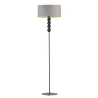 Lampy stojące - Designerska Czarna Lampa Podłogowa Z Welurowym Kloszem Do Salonu Bermudy Velur, Szary Ze Złotym Wnętrzem - miniaturka - grafika 1