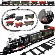 Pociągi dla dzieci - Kolejka z torami Lokomotywa z wagonami para wodna + światło RC0629 - miniaturka - grafika 1