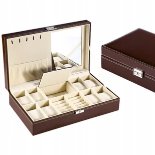 Etui Organizer Na Zegarki Biżuterię Szkatułka Elegancka Prezent Brąz F47 - Pudełka i szkatułki - miniaturka - grafika 1