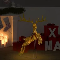 Oświetlenie świąteczne - vidaXL vidaXL Lecący renifer świąteczny złoty 120 ciepłych białych LED 329768 - miniaturka - grafika 1