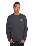 Bluzy męskie - ALPHA INDUSTRIES Basic S Logo Męska Bluza, Niebieski (Navy - 02), M - miniaturka - grafika 1