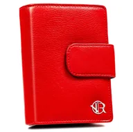 Portfele - Skórzana portmonetka damska na zatrzask i suwak ROVICKY czerwony portfel średniej wielkości pojemny i rozbudowany na karty ochrona RFID STOP - miniaturka - grafika 1