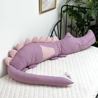 Ochraniacze do łóżeczka - Smokozaur bawełniany wrzos + róż pudrowy - miniaturka - grafika 1