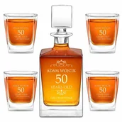 Karafki - Karafka do whisky cube z 4 szklankami i grawerem - miniaturka - grafika 1