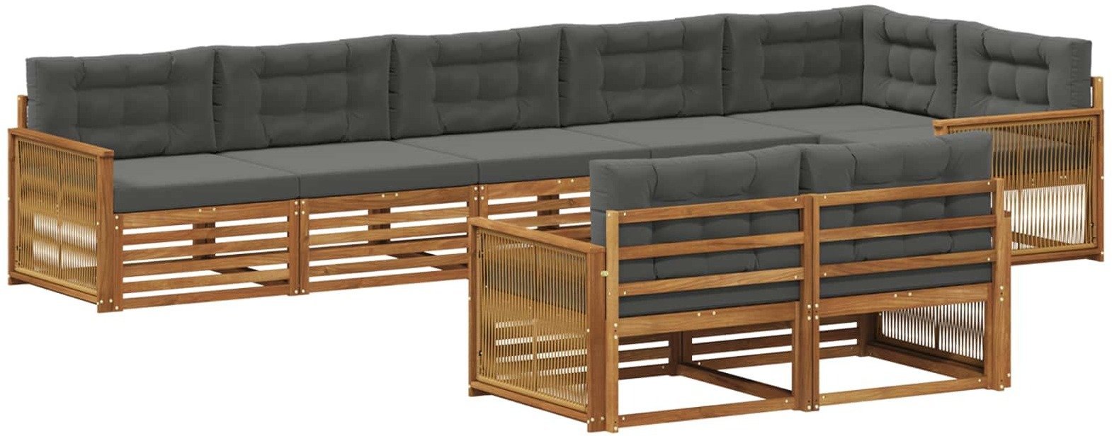 vidaXL Zestaw sof na zewnątrz z poduszką 8 pcs Naturalny i Antracytowy
