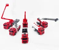 Zabawki zdalnie sterowane - ZESTAW POJAZDÓW STRAŻ POŻARNA DŹWIG CIĘŻARÓWKA ŻURAW 6 AUT POJAZDY MATADI - miniaturka - grafika 1