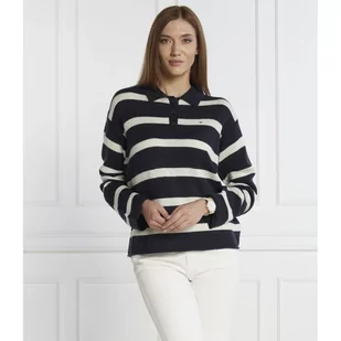 Tommy Hilfiger Wełniany sweter SOFT WOOL POLO-NK SWEATER | Regular Fit - Swetry damskie - miniaturka - grafika 1