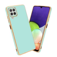 Etui i futerały do telefonów - Pokrowiec Do Samsung Galaxy A22 4G Etui w Glossy Miętowa Zielona - Złoto TPU Silikonowe Obudowa Case Cover Cadorabo - miniaturka - grafika 1
