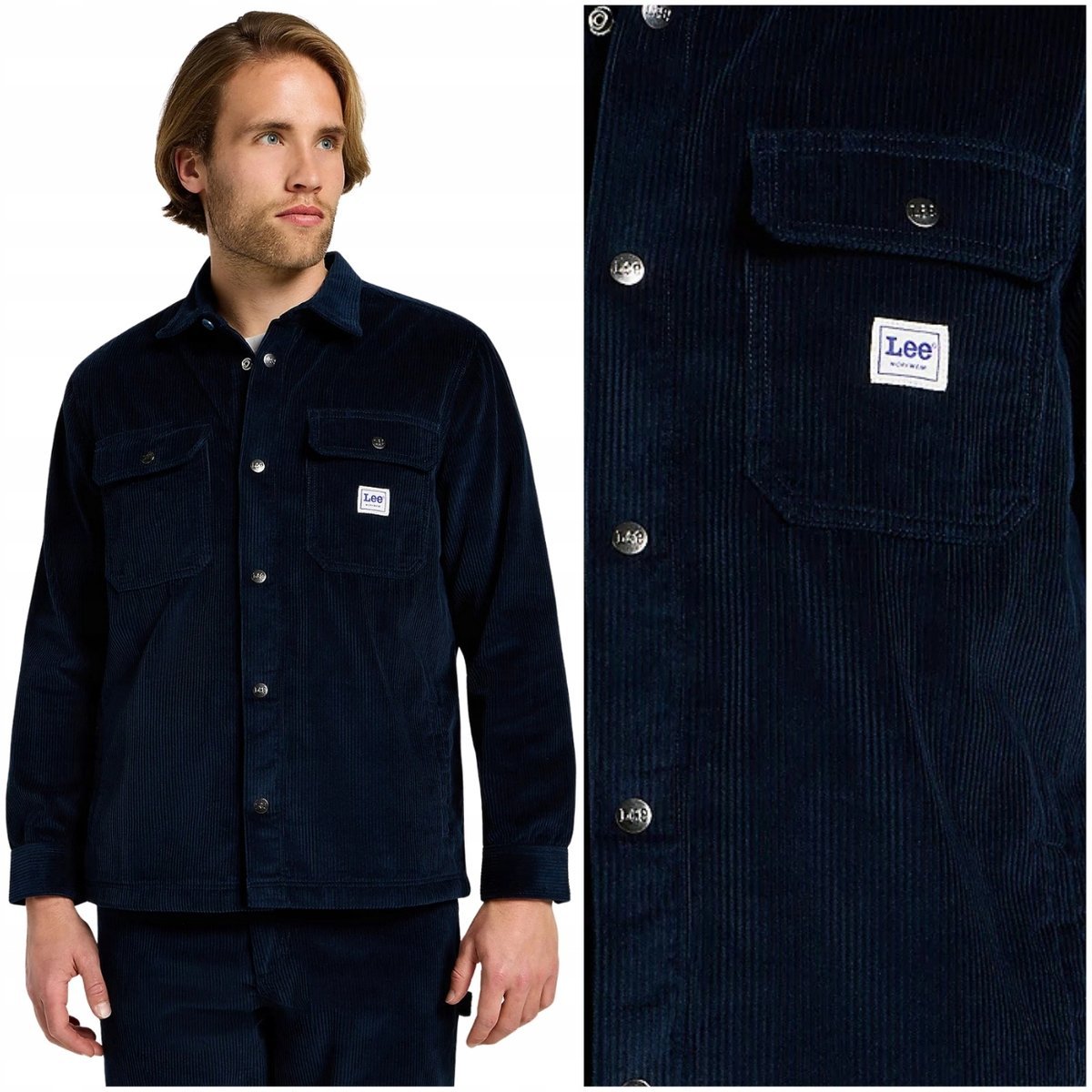 Lee WORKWEAR OVERSHIRT Rivet Navy sztruksowa koszula kurtka katana XXL