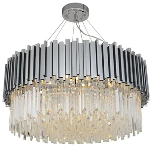 Wisząca lampa glamour CGPIPCRYSTCHROM60 do salonu chrom - Lampy sufitowe Wisząca lampa glamour CGPIPCRYSTCHROM60 do salonu chrom - Lampy sufitowe - miniaturka - grafika 1