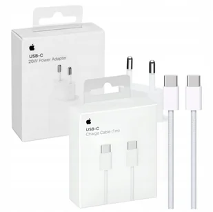 ORYGINALNA ŁADOWARKA APPLE 20W SZYBKA + KABEL USBC-USBC 1M DO IPHONE 15, 16 - Ładowarki do telefonów - miniaturka - grafika 1