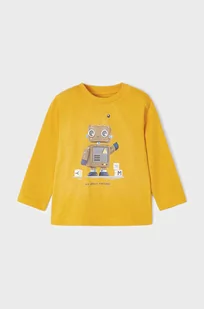 Mayoral longsleeve bawełniany dziecięcy kolor żółty z nadrukiem - Bluzki dla chłopców - miniaturka - grafika 1
