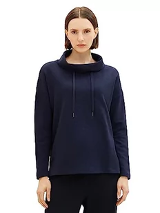 TOM TAILOR Damska bluza z kołnierzem szalowym, 10668-sky Captain Blue, L - Bluzy damskie - miniaturka - grafika 1