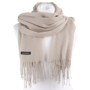 Capuccino Szalik damski duży Cashmere frędzle SZA-60 - Apaszki i szaliki damskie - miniaturka - grafika 1
