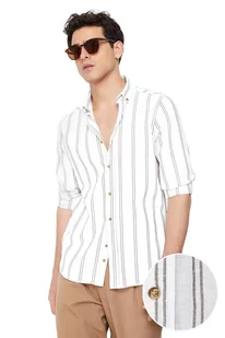 TRENDYOL MAN BIAŁA KOSZULA MĘSKA CASUAL W PASKI Z KOŁNIERZYKIEM XL 5DA - Koszule męskie TRENDYOL MAN BIAŁA KOSZULA MĘSKA CASUAL W PASKI Z KOŁNIERZYKIEM XL 5DA - Koszule męskie - miniaturka - grafika 1