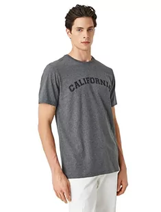 Koton Koszulka męska Varsity z nadrukiem, z okrągłym dekoltem, krój slim fit, szary (044), XL - Koszulki męskie - miniaturka - grafika 1