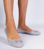 Baleriny - Szare baleriny damskie meliski z kokardką gumowe Levira - Gemre - miniaturka - grafika 1