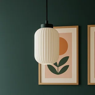 Lampa wisząca z białym, ryflowanym kloszem K-5730 z serii VILAR - Lampy sufitowe - miniaturka - grafika 1